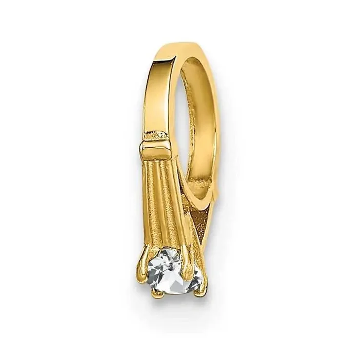 Ring with White Charm 14k Gold CZ Diamond YC1335