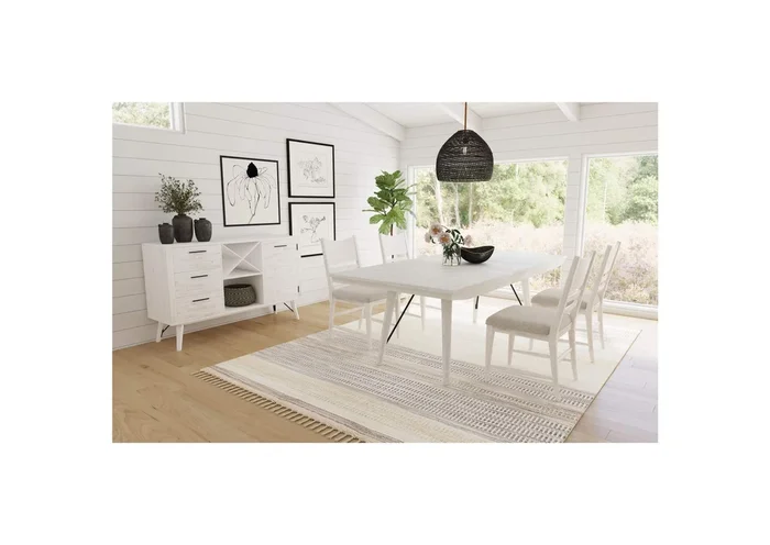 Rogen Rustic 5 Piece Standard Height Dining Set In Rustic White – Table And Four Chairs