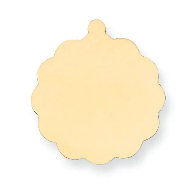 Round Scalloped Shape with Eyelet Stamping 14k Yellow Gold YG1276