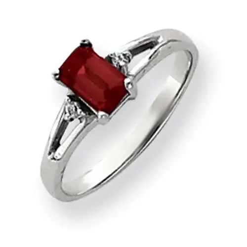 Ruby Diamond Ring 14k white Gold 6x4mm Emerald Cut Y4762R/A