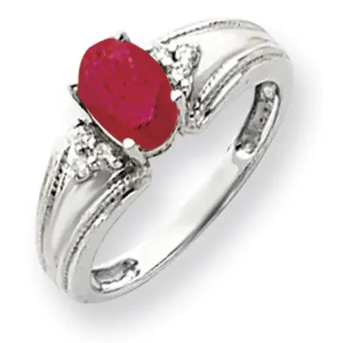 Ruby Diamond Ring 14k white Gold 7x5mm Oval Y4450R/A