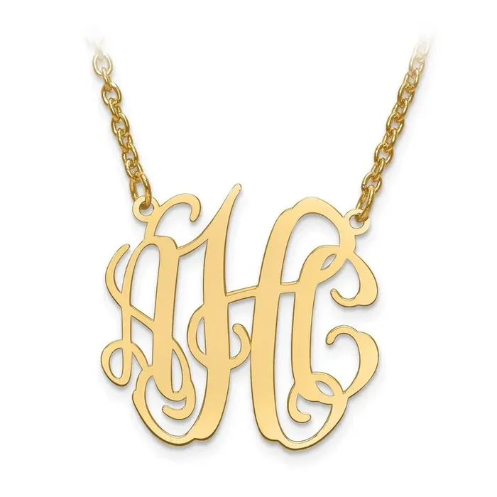 S Laser Circular Shaped Monogram Plate with Chain Gold-plated Silver XNA547GP