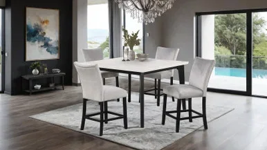 SABRO Square Counter Ht. Table, Black/White / FM3330BK-PST-TABLE