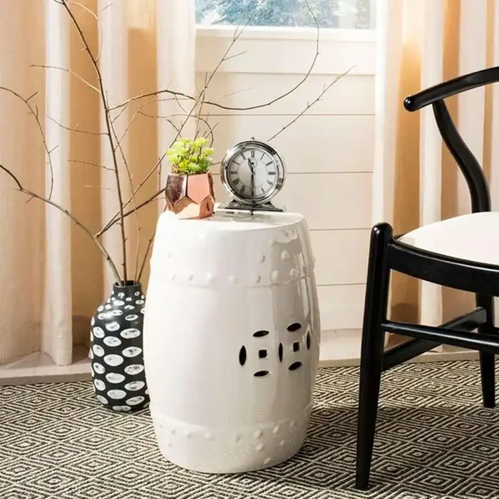 Safavieh – Modern Ming Garden Stool – Creme – ACS4516B