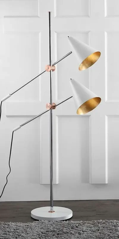 Safavieh – Reed Floor Lamp – Chrome – White – LIT4518A