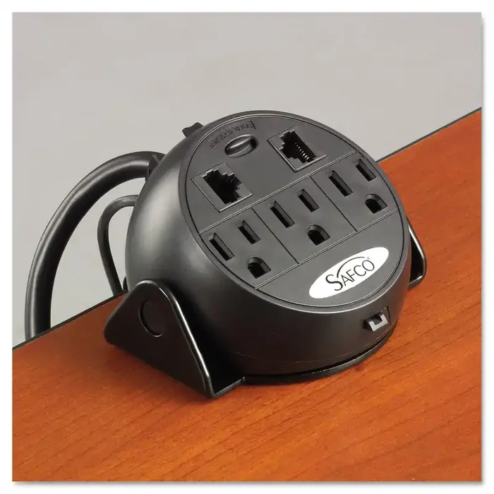 Safco® Power Module, 3 Outlets, 2 RJ-45 Ports, 8 ft Cord, Black