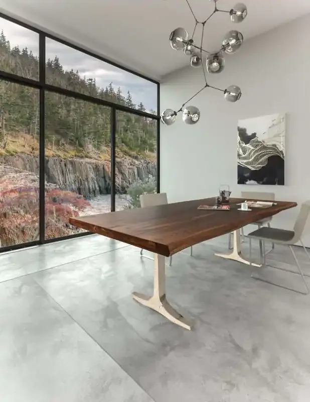 Saloom Furniture – Apollo Wave Edge Dining Table 42 x 96 x 29 in Walnut – MWWS-4296-APO-Walnut-G