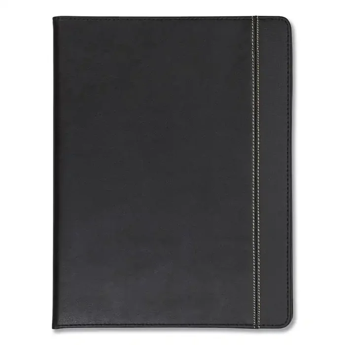 Samsill® Slimline Padfolio, Leather-Look/faux Reptile Trim, Writing Pad, Black