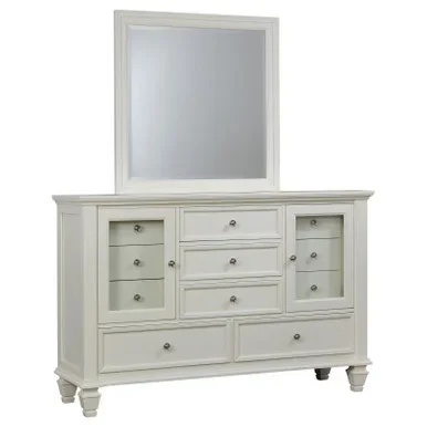 Sandy Beach 11-drawer Dresser with Mirror Cream White / CS-201303M