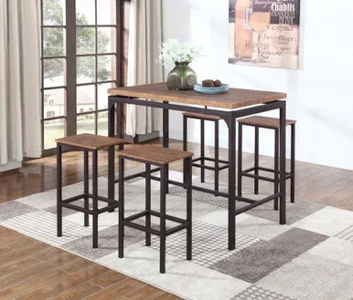 Santana 5-piece Pub Height Bar Table Set Weathered Chestnut / CS-182002
