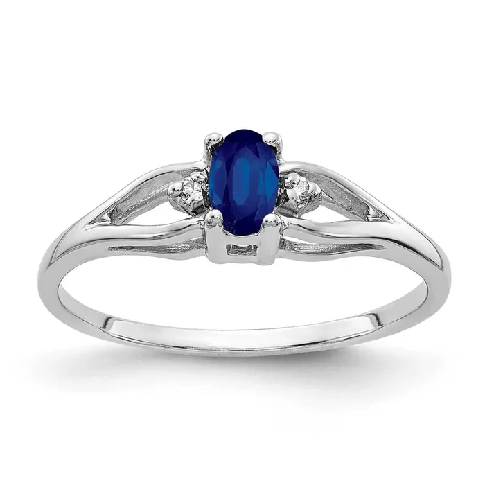 Sapphire Diamond Ring 14k white Gold 5x3mm Oval Y2080S/A