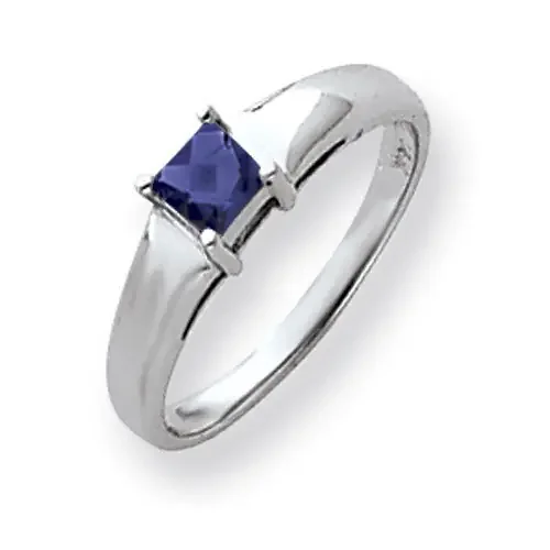 Sapphire Ring 14k white Gold 4mm Princess Cut Y4780S
