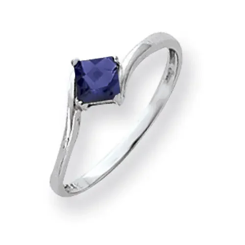 Sapphire Ring 14k white Gold 4mm Princess Cut Y4785S
