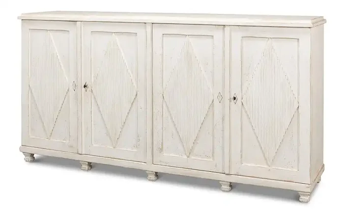 Sarreid Ltd – Beecher Sideboard W/4 Doors, Whitewash – 40521