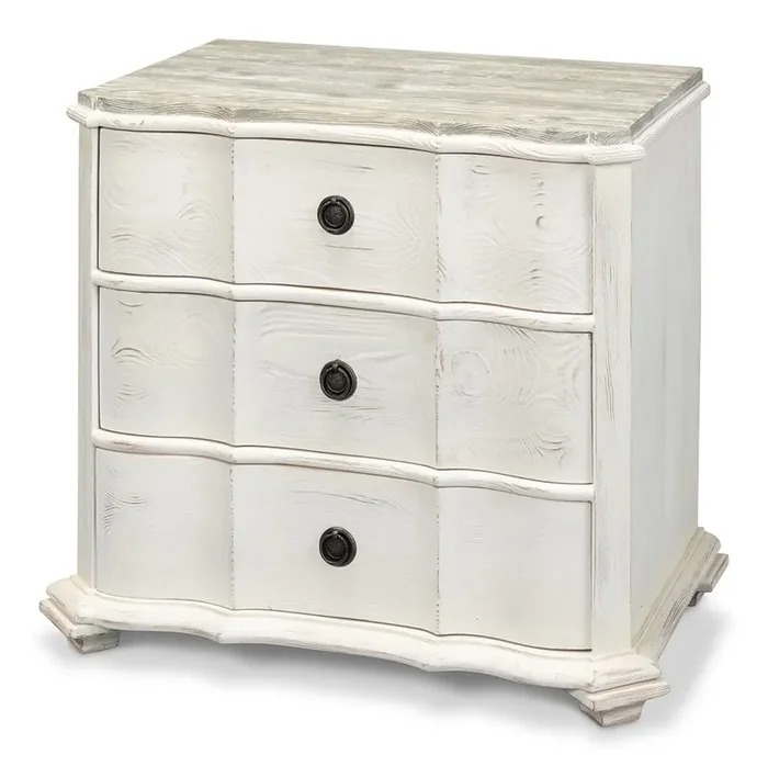 Sarreid Ltd – Courbee Bungalow Nightstand – White – 53290