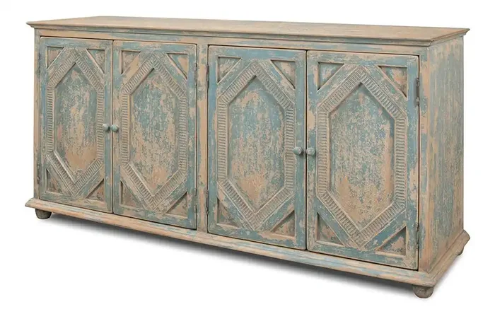 Sarreid Ltd – Four Diamonds Sideboard, Blue – 28790