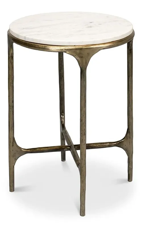 Sarreid Ltd – Gimlet Round End Table – White – 53838