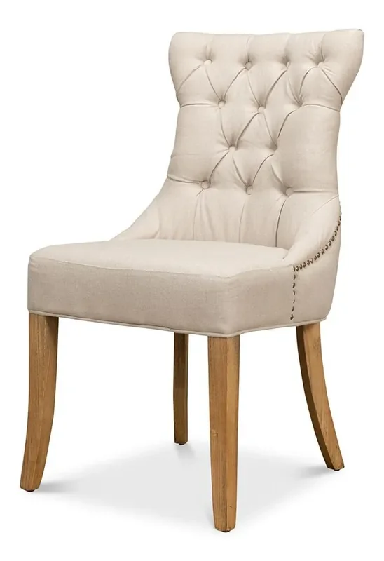 Sarreid Ltd – Sophie Side Chair, White Linen (Set of 2) – 30691