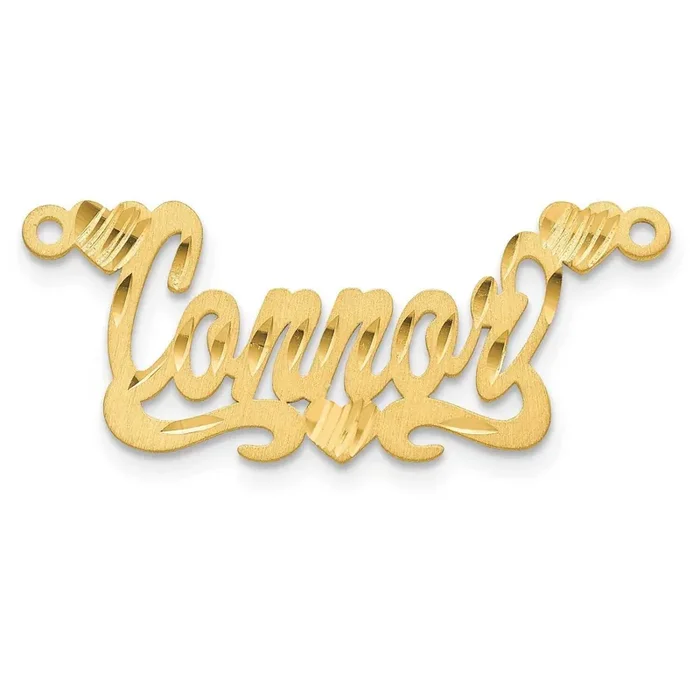 Satin Diamond-Cut Hearts Name Plate Sterling Silver Gold-plated XNA186GP