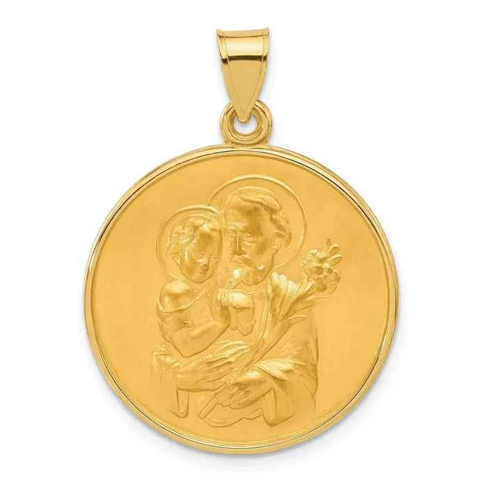 Satin Solid St Joseph Medal 14k Polished Gold XR2144
