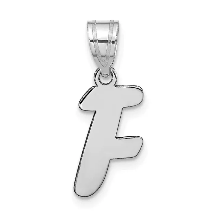 Script Letter F Initial Pendant 14k White Gold Polished YC1438WF