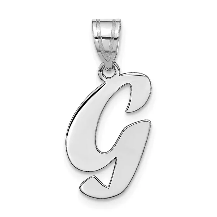 Script Letter G Initial Pendant 14k White Gold Polished YC1438WG
