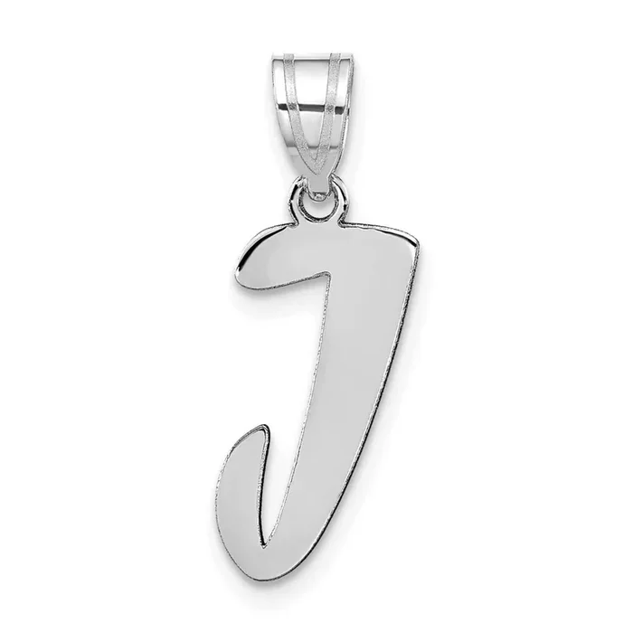 Script Letter J Initial Pendant 14k White Gold Polished YC1438WJ
