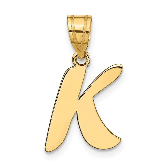 Script Letter K Initial Pendant 14k Gold Polished YC1438K
