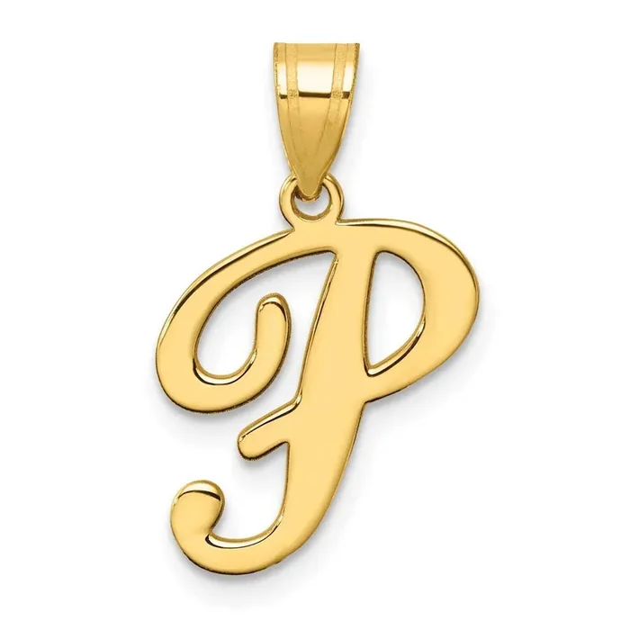 Script Letter P Initial Pendant 14k Gold YC1540P