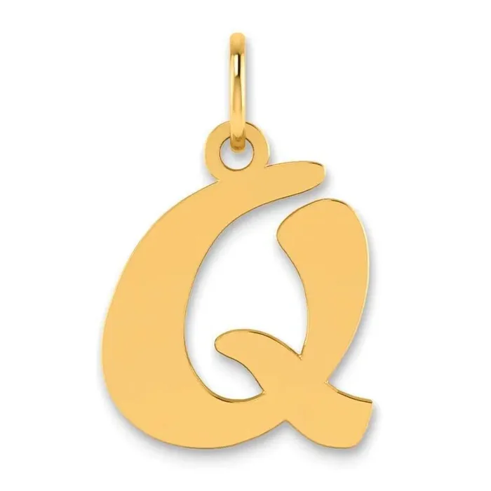 Script Letter Q Initial Pendant 14k Gold Polished YC1438Q