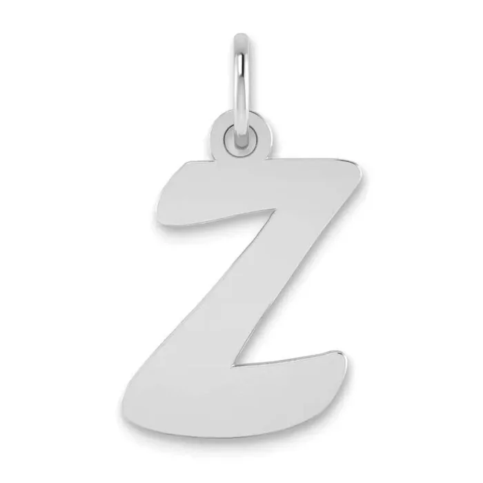 Script Letter Z Initial Pendant 14k White Gold Polished YC1438WZ