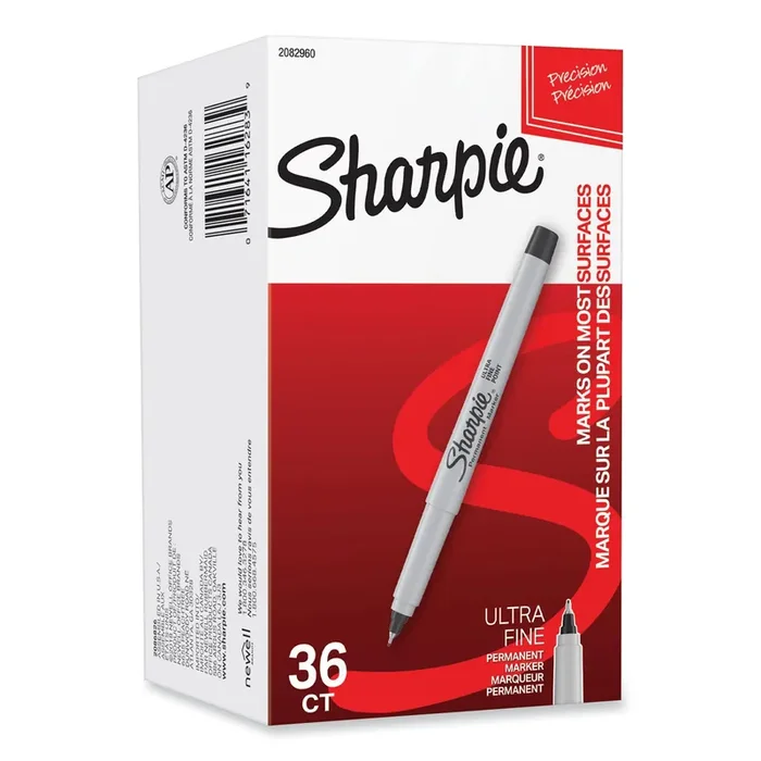 Sharpie® Ultra Fine Tip Permanent Marker, Ultra-Fine Bullet Tip, Black, 36/pack