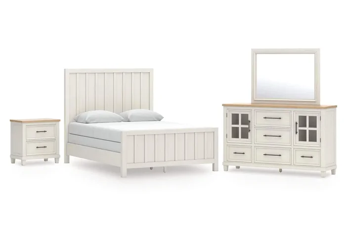 Shaybrock Queen Panel Bed with Mirrored Dresser and Nightstand