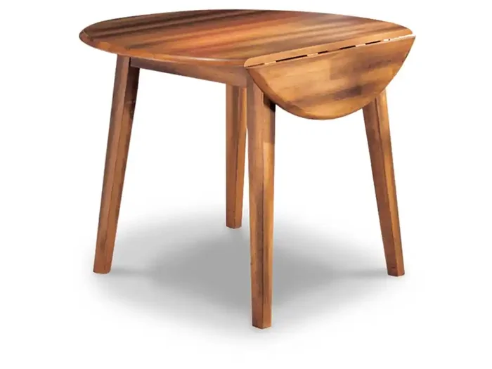 Signature Design by Ashley – Berringer Round DRM Drop Leaf Table in Rustic Brown – D199-15