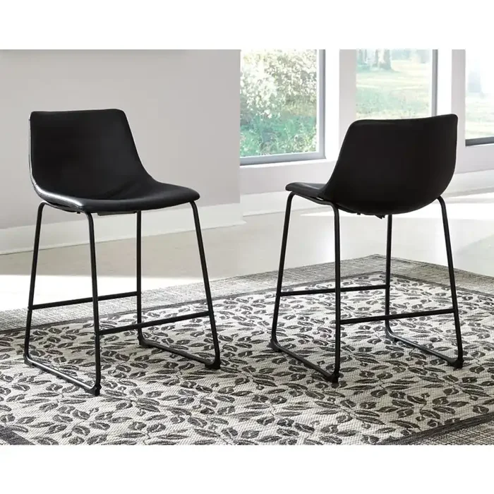 Signature Design by Ashley – Centiar Upholstered Barstool (Set Of 2) in Black – D372-624