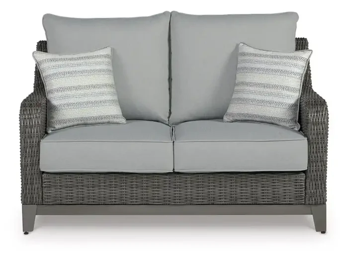 Signature Design by Ashley – Elite Park Outdoor Loveseat W/Cushion in Gray – P518-835