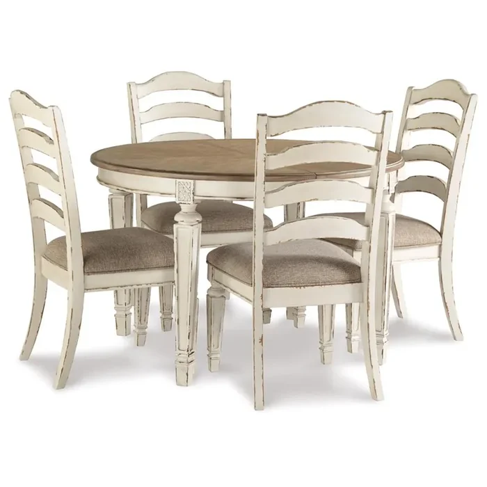 Signature Design by Ashley – Realyn Dining Table And 4 Chairs, Chipped White
