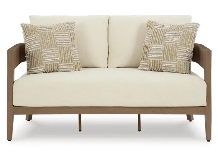 Signature Design by Ashley – Serene Bay Outdoor Loveseat W/Cushion in Dark Brown – P671-835