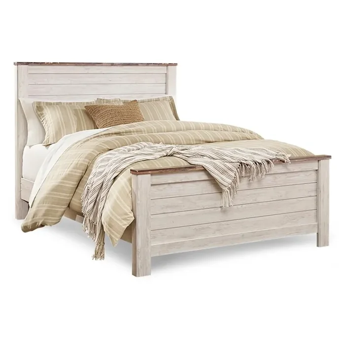 Signature Design by Ashley – Willowton Queen Panel Bed in Whitewash