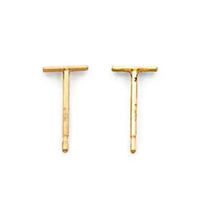 Single Notched Friction T-Bar Earring Post 14k Yellow Gold YG692