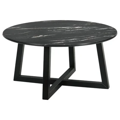 Skylark Round Marble-like SmartTop Coffee Table Black / CS-707848