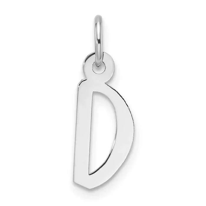 Slanted Block Letter D Initial Charm 14k White Gold YC1526D
