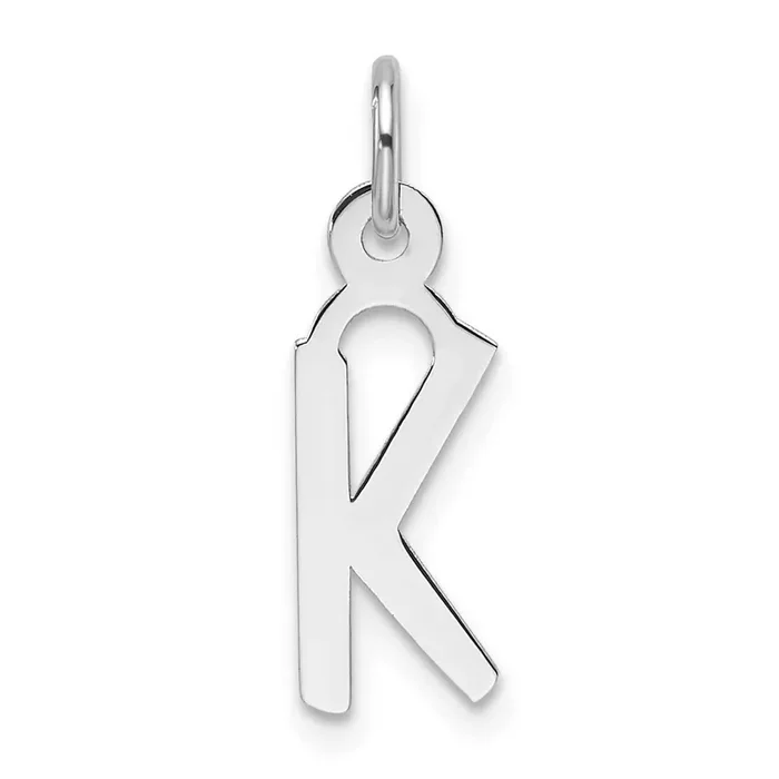 Slanted Block Letter K Initial Charm 14k White Gold YC1526K