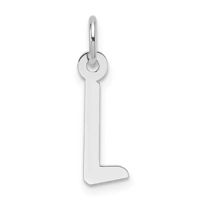 Slanted Block Letter L Initial Charm 14k White Gold YC1526L