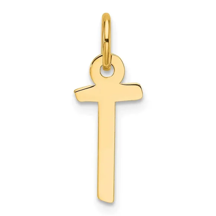 Slanted Block Letter T Initial Charm 14k Gold YC1552T