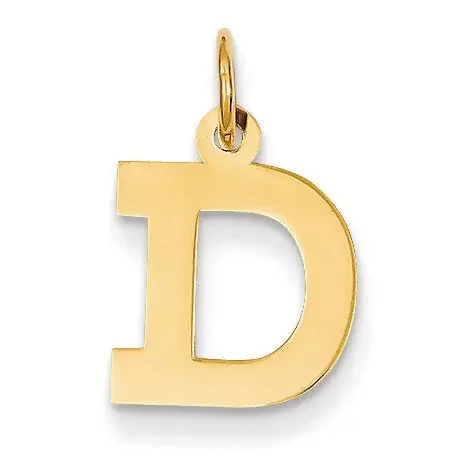 Small Block Initial D Charm 14k Gold YC664D