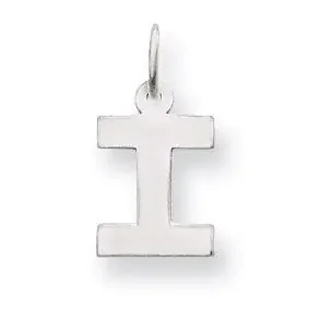 Small Block Initial I Charm 14k White Gold YC665I