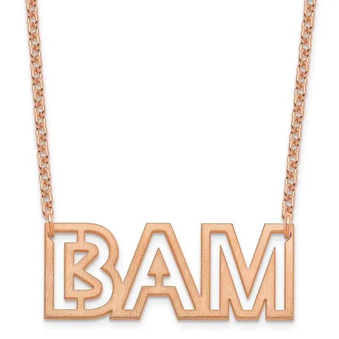 Small Brushed 3 Letter Necklace Sterling Silver Rose-plated XNA1187RP