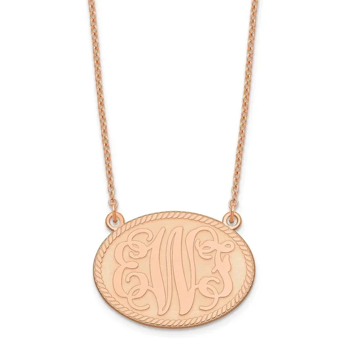 Small Brushed Monogram Necklace Sterling Silver Rose-plated XNA575RP