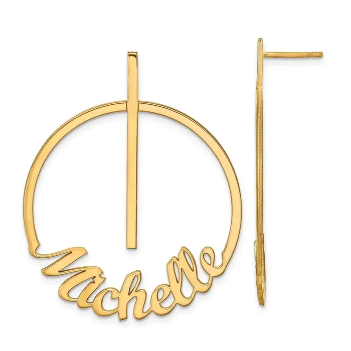 Small Circle Name Post Earrings Sterling Silver Gold-plated XNE141GP